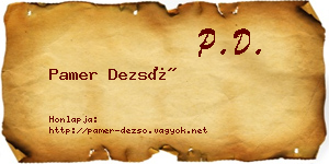 Pamer Dezső névjegykártya